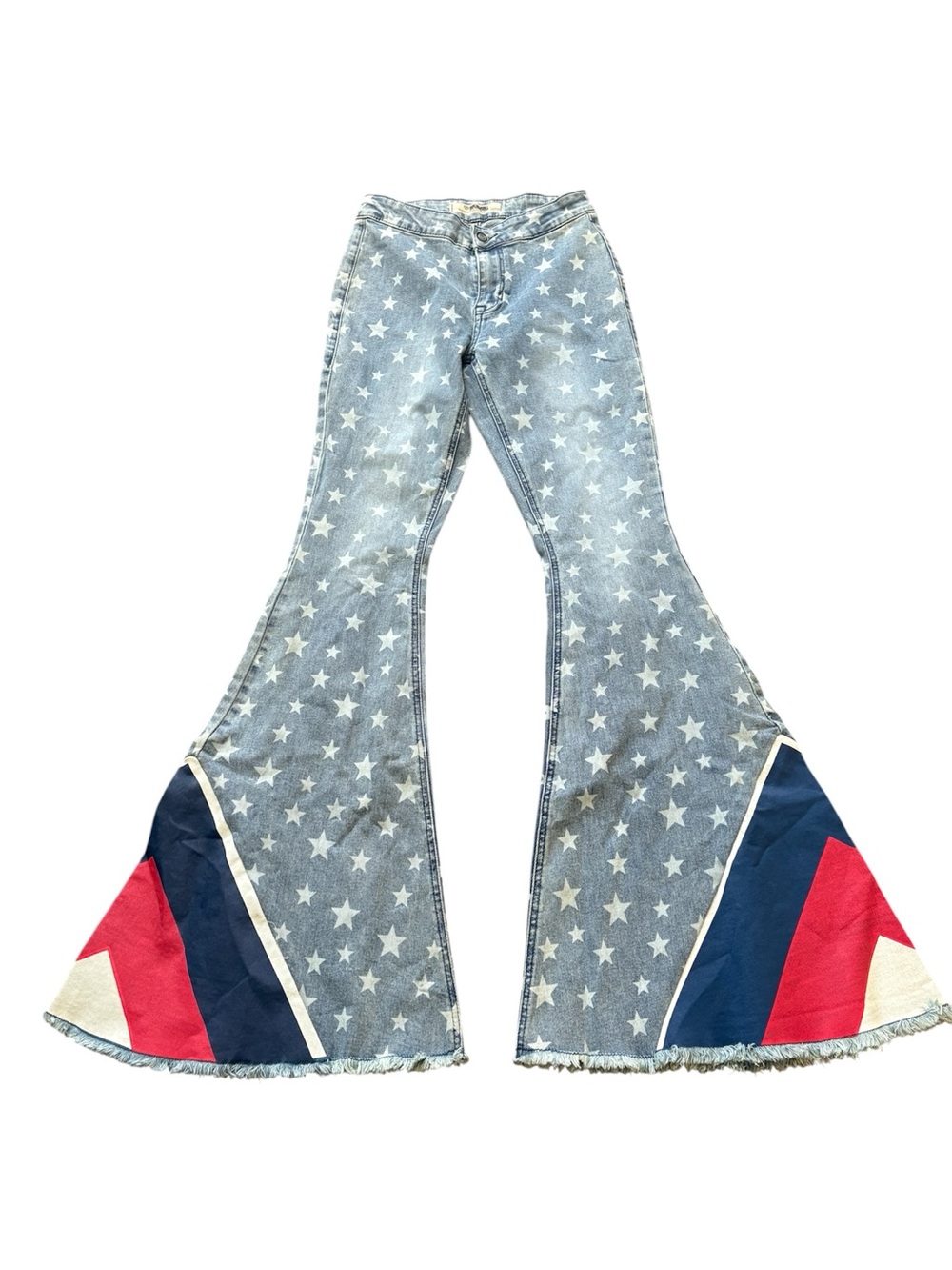 Rock n Roll Americana Star print denim bell bottom jeans - Picture 4 of 13